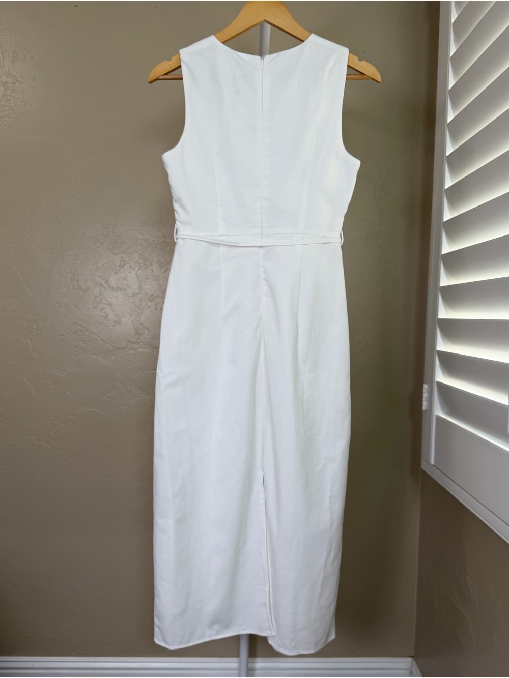 Commense White Linen Blend Sleeveless Midi Maxi Tie Waist Dress Small NWT - Picture 8 of 11